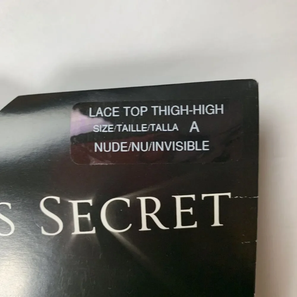 VICTORIAS SECRET LACE TOP THIGH HIGH NUDE STOCKINGS Silky Sexy Supermodel Legs